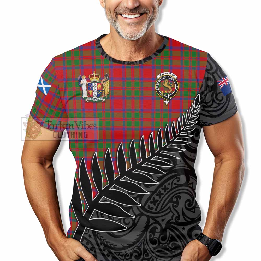 Tartan Vibes Clothing MacKintosh (McKintosh) Crest Tartan T-Shirt with New Zealand Silver Fern Half Style