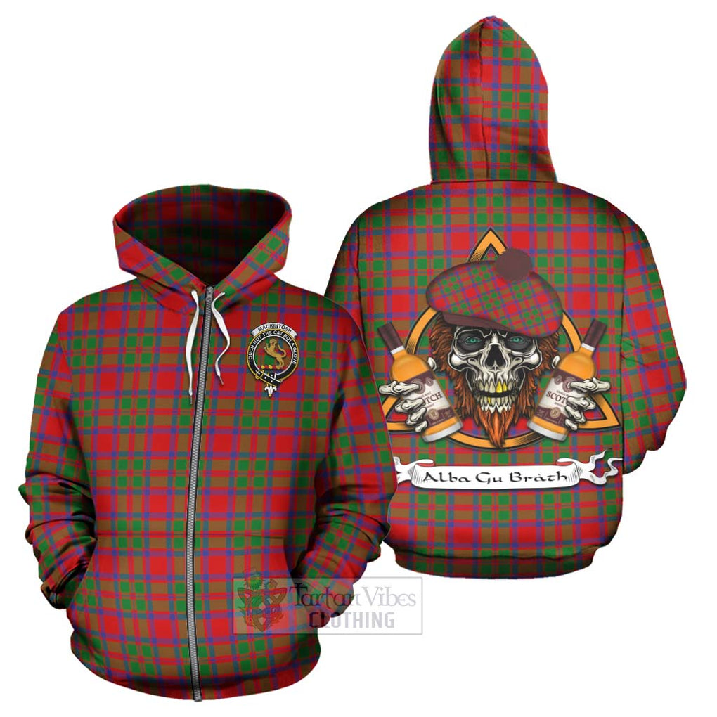 Tartan Vibes Clothing MacKintosh (McKintosh) Tartan Hoodie with Family Crest and Bearded Skull Holding Bottles of Whiskey