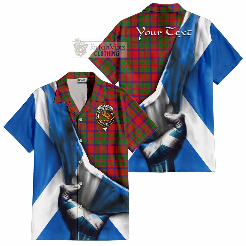 Tartan Vibes Clothing MacKintosh (McKintosh) Tartan Short Sleeve Button Shirt with Family Crest Scotland Patriotic Style