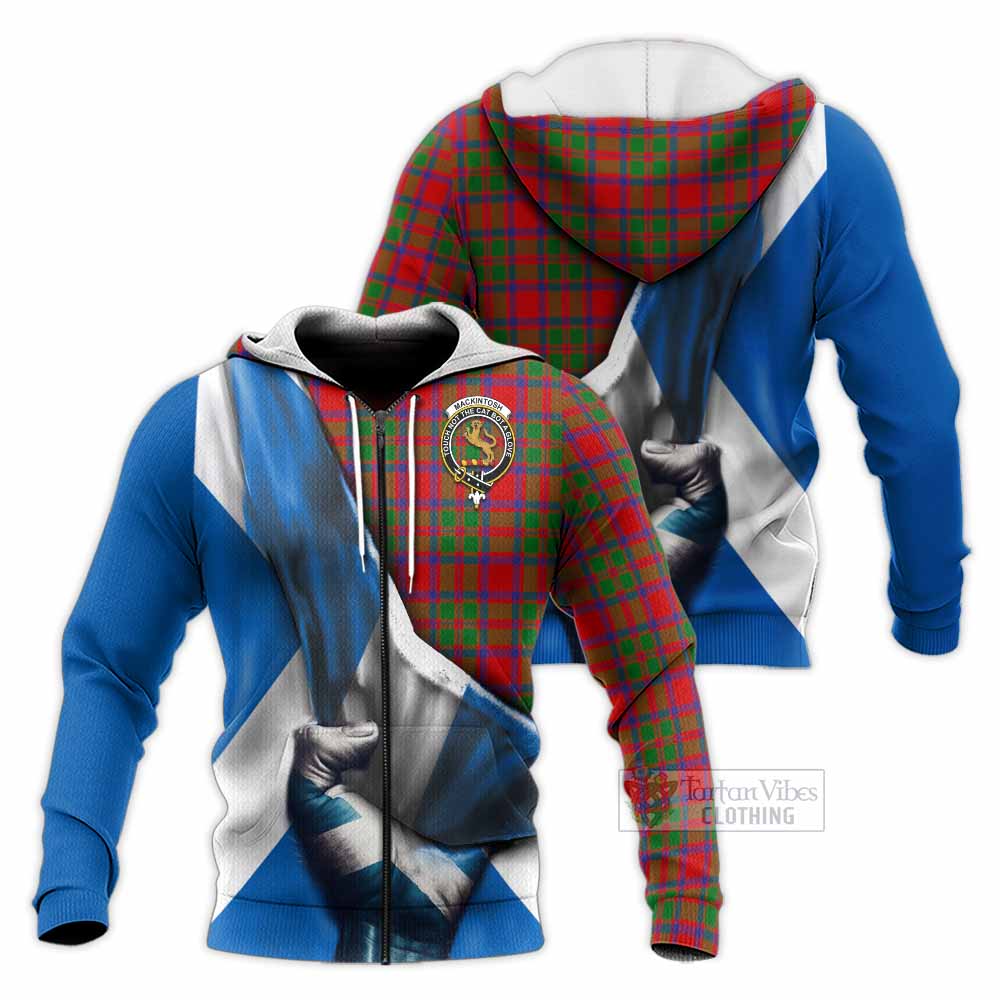 Tartan Vibes Clothing MacKintosh (McKintosh) Tartan Knitted Hoodie with Family Crest Scotland Patriotic Style