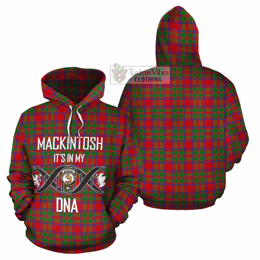 Tartan Vibes Clothing MacKintosh (McKintosh) Tartan Cotton Hoodie with Family Crest DNA In Me Style