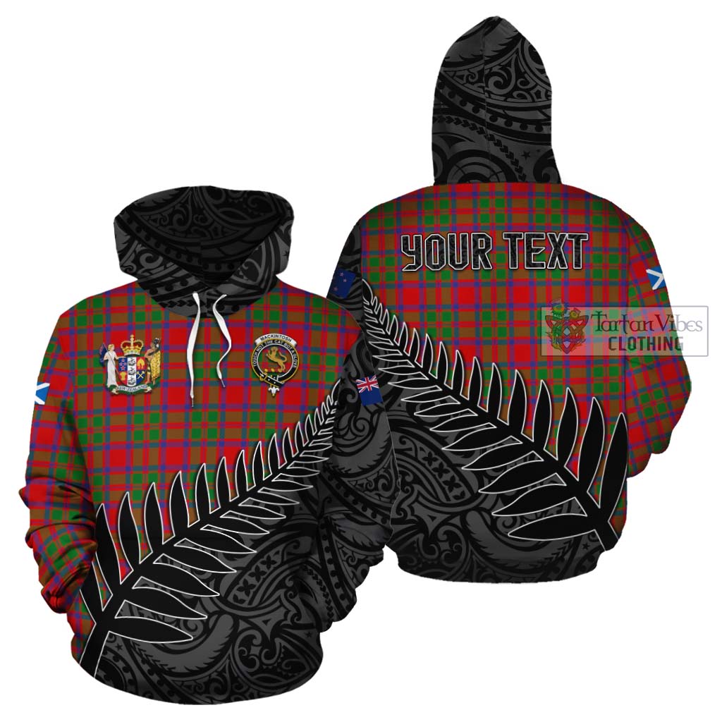 Tartan Vibes Clothing MacKintosh (McKintosh) Crest Tartan Cotton Hoodie with New Zealand Silver Fern Half Style