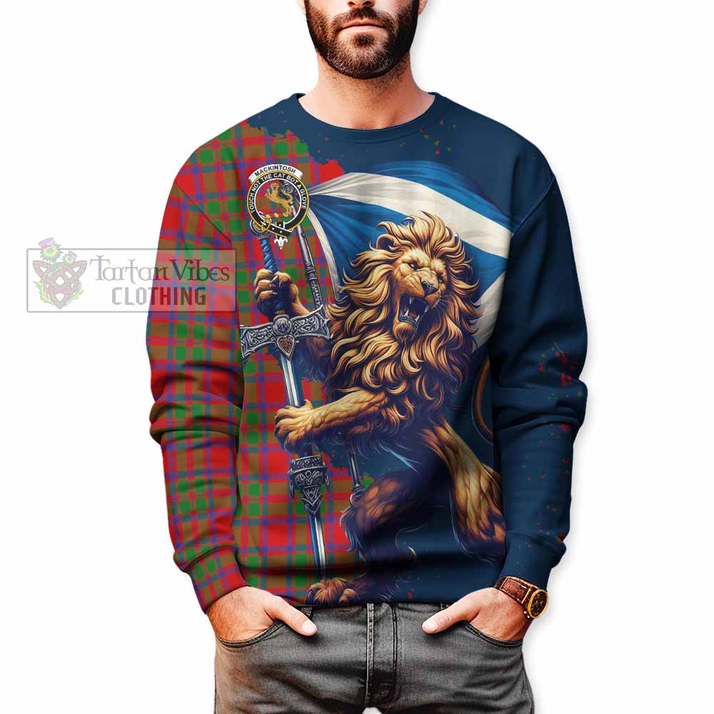 Tartan Vibes Clothing MacKintosh (McKintosh) Tartan Family Crest Sweatshirt with Scottish Majestic Lion