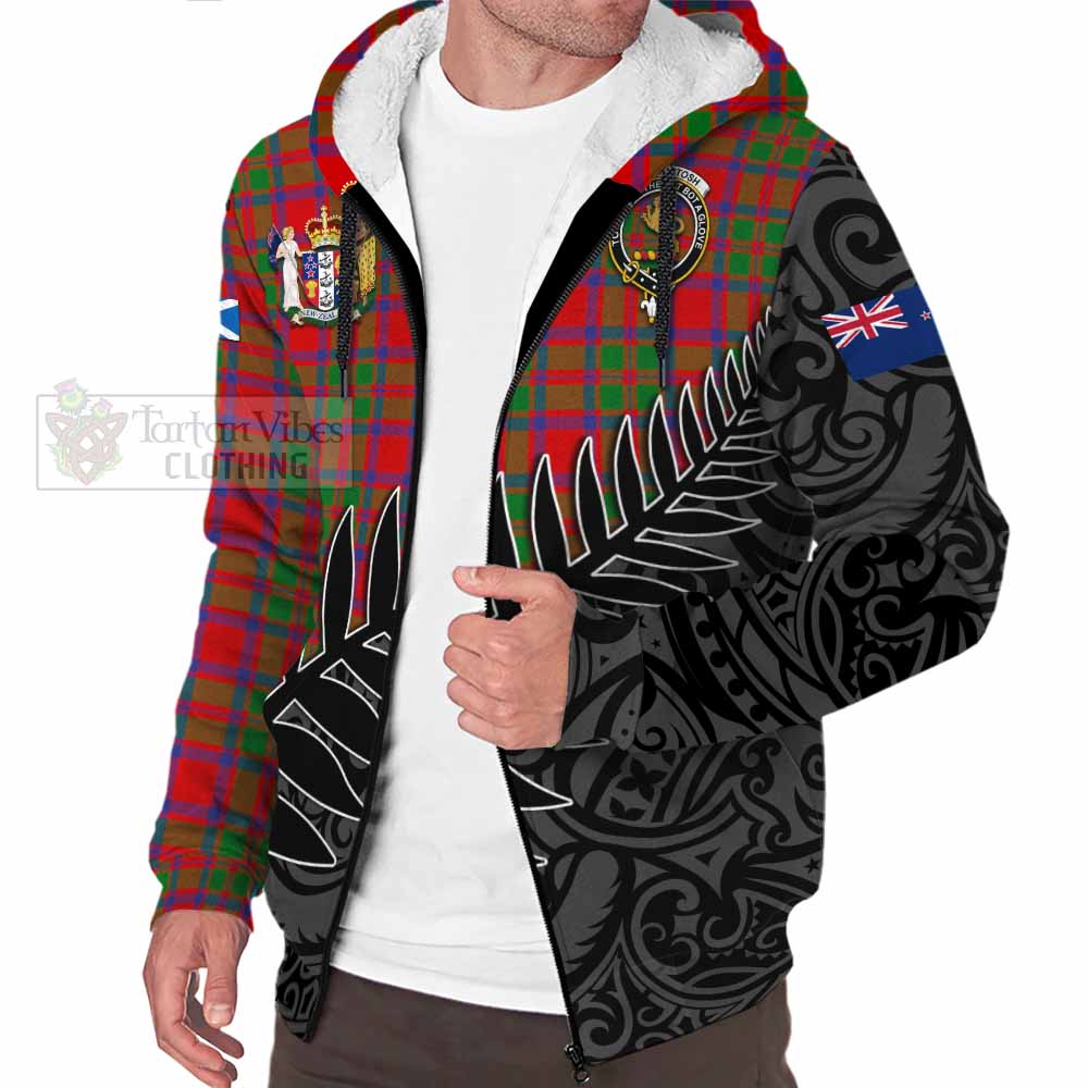 Tartan Vibes Clothing MacKintosh (McKintosh) Crest Tartan Sherpa Hoodie with New Zealand Silver Fern Half Style