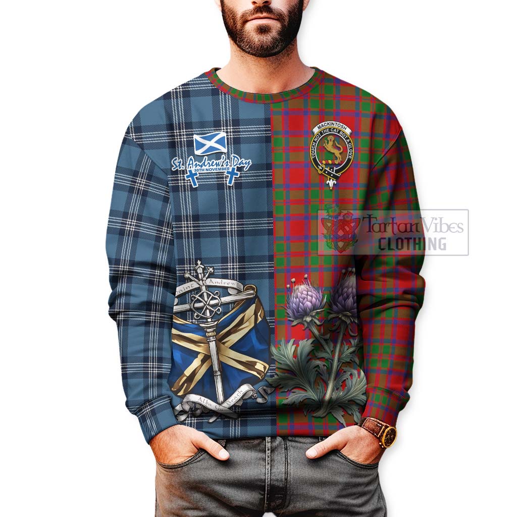 Tartan Vibes Clothing MacKintosh (McKintosh) Tartan Sweatshirt Happy St. Andrew's Day Half Tartan Style