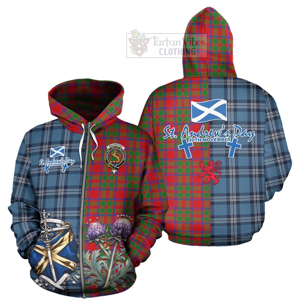 Tartan Vibes Clothing MacKintosh (McKintosh) Tartan Hoodie Happy St. Andrew's Day Half Tartan Style