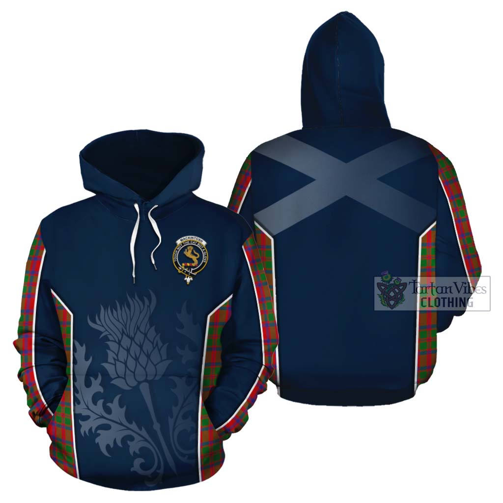 Tartan Vibes Clothing MacKintosh (McKintosh) Tartan Cotton Hoodie with Family Crest and Scottish Thistle Vibes Sport Style