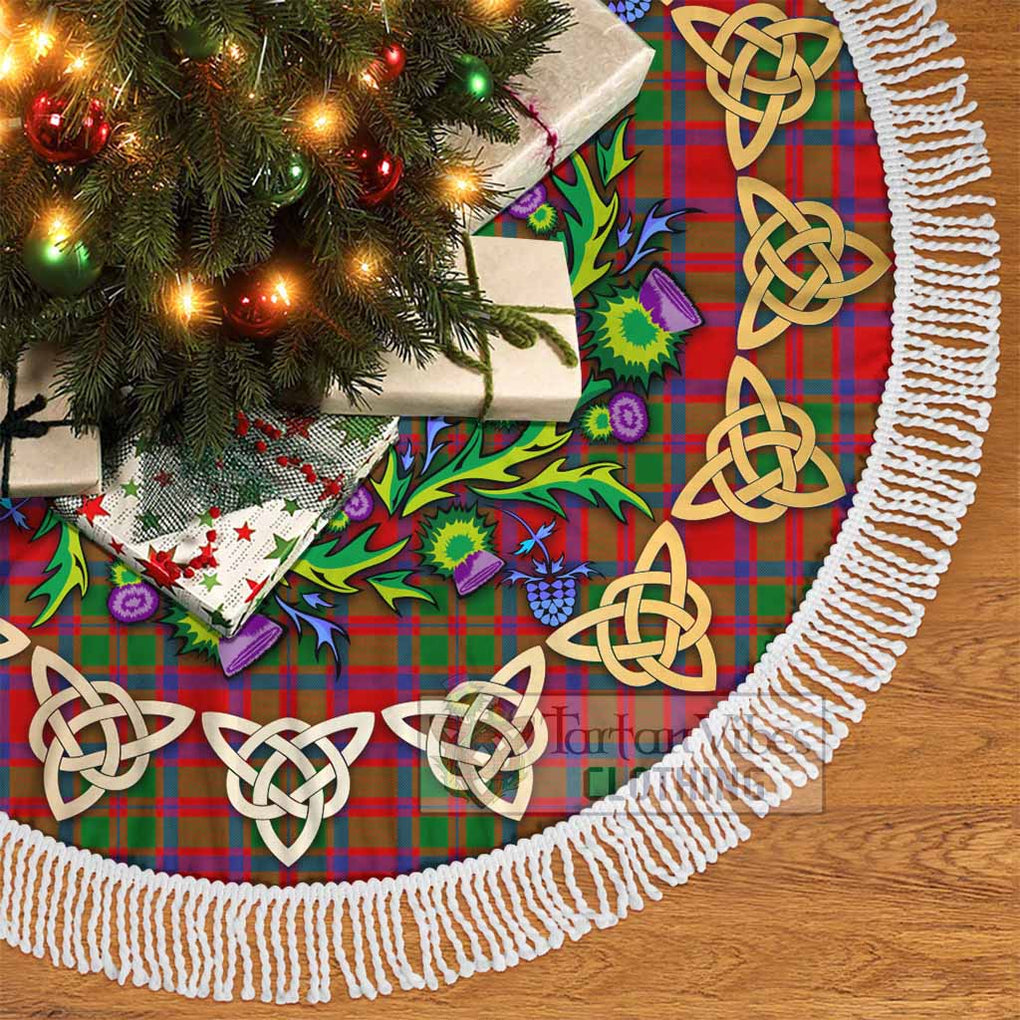 Tartan Vibes Clothing MacKintosh (McKintosh) Tartan Christmas Tree Skirt with Thistle Celtic Knot Style