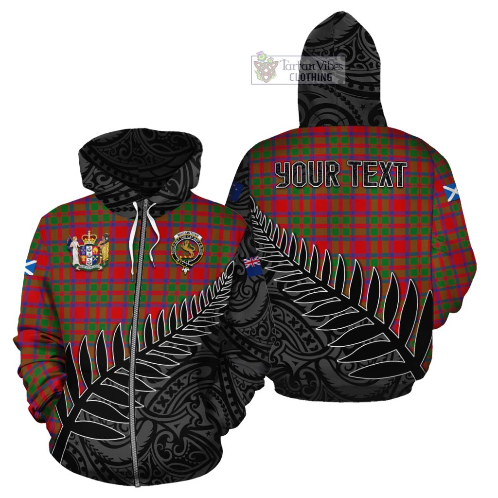 Tartan Vibes Clothing MacKintosh (McKintosh) Crest Tartan Cotton Hoodie with New Zealand Silver Fern Half Style