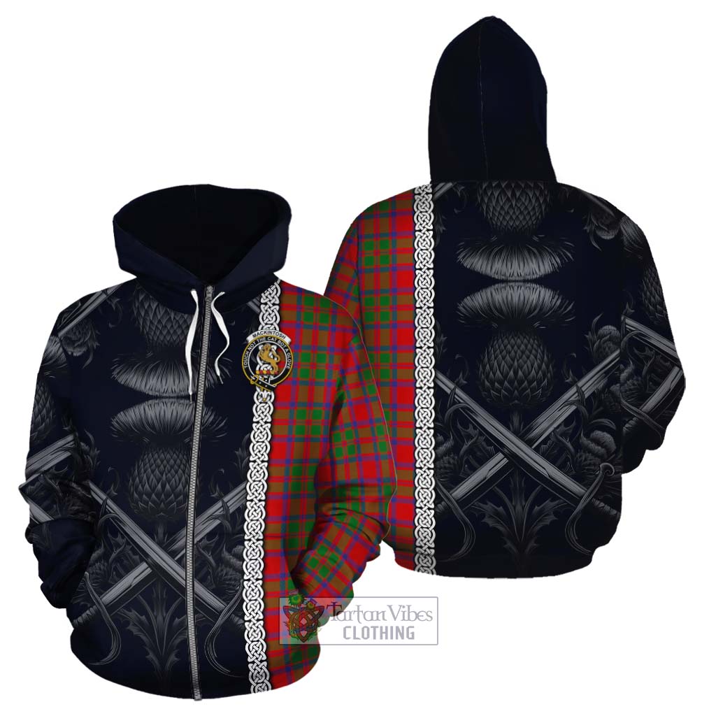 Tartan Vibes Clothing MacKintosh (McKintosh) Tartan Cotton Hoodie with Family Crest Cross Sword Thistle Celtic Vibes