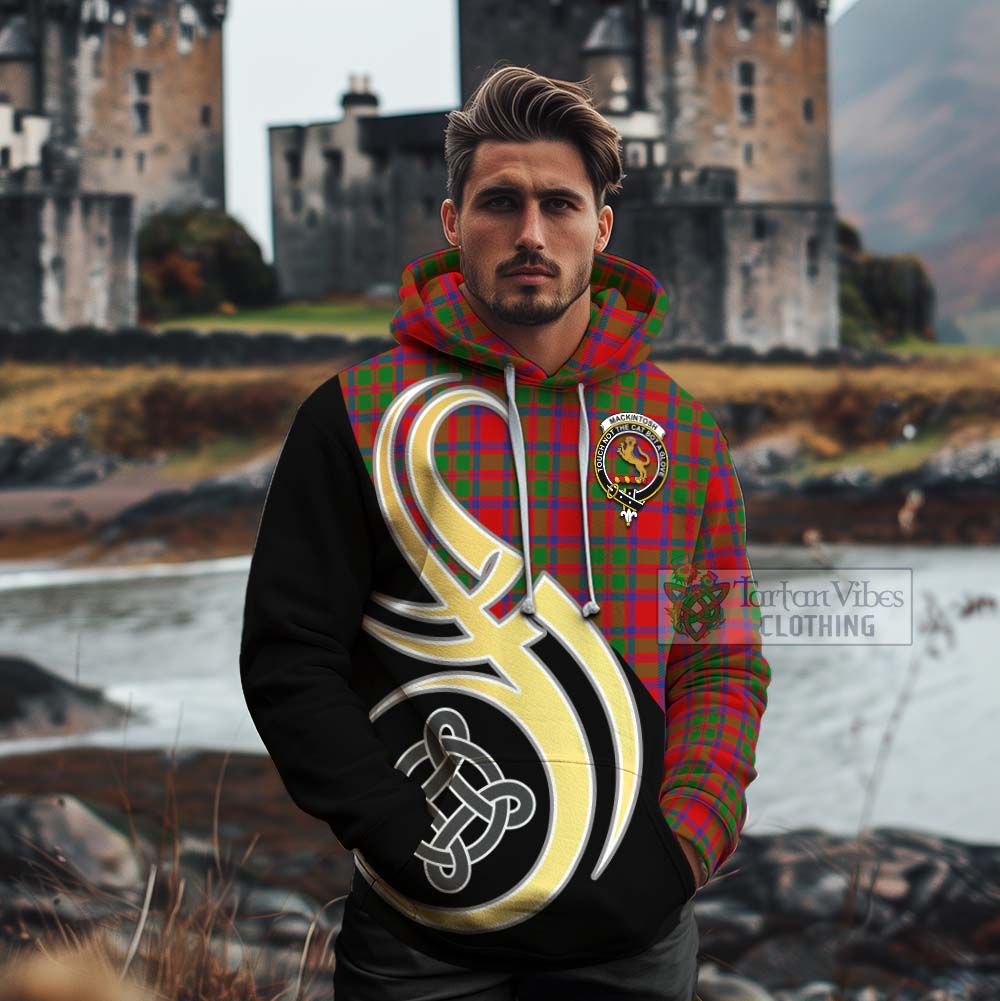 Tartan Vibes Clothing MacKintosh (McKintosh) Tartan Cotton Hoodie with Family Crest and Celtic Symbol Style