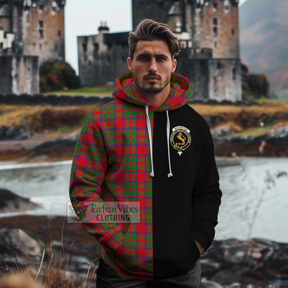 Tartan Vibes Clothing MacKintosh (McKintosh) Tartan Cotton Hoodie with Family Crest and Half Of Me Style