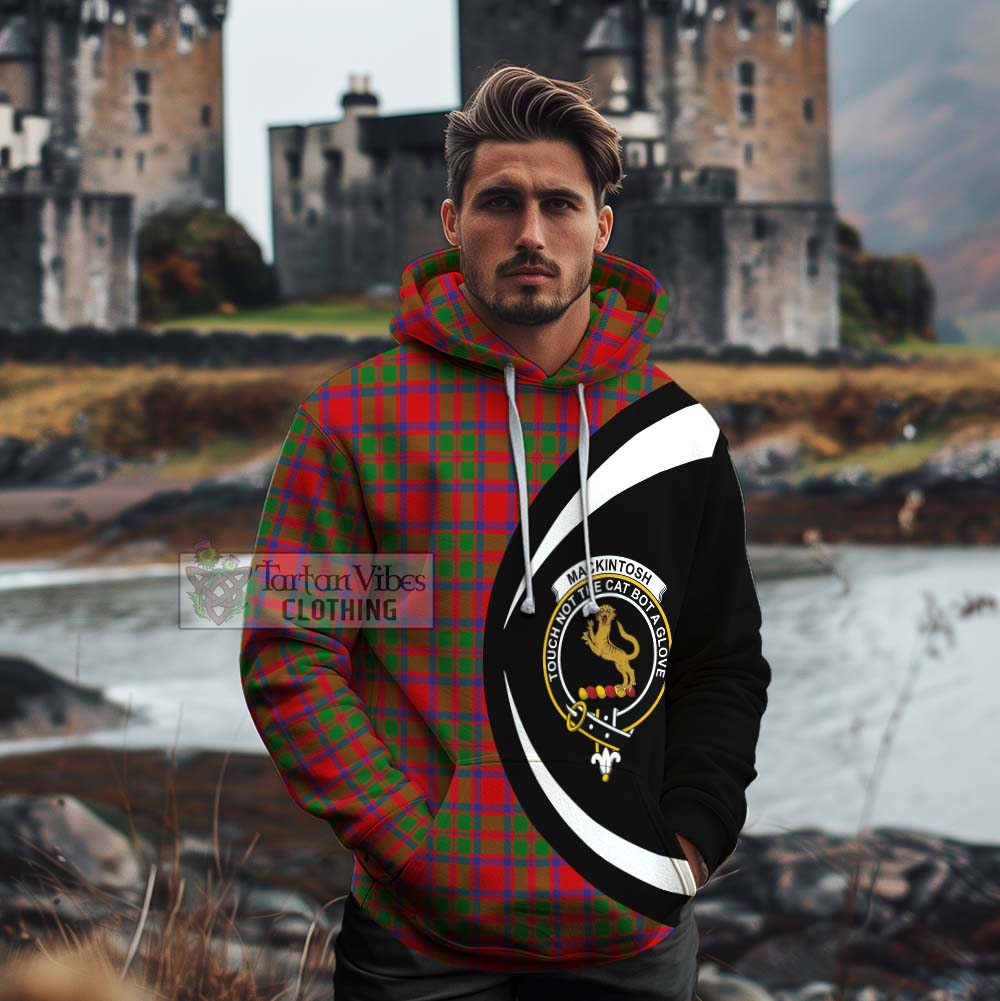 Tartan Vibes Clothing MacKintosh (McKintosh) Tartan Cotton Hoodie with Family Crest Circle Style