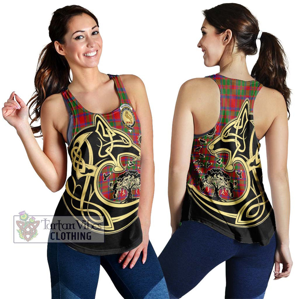 MacKintosh (McKintosh) Tartan Women's Racerback Tanks with Family Crest Celtic Wolf Style 4XL - Tartan Vibes Clothing