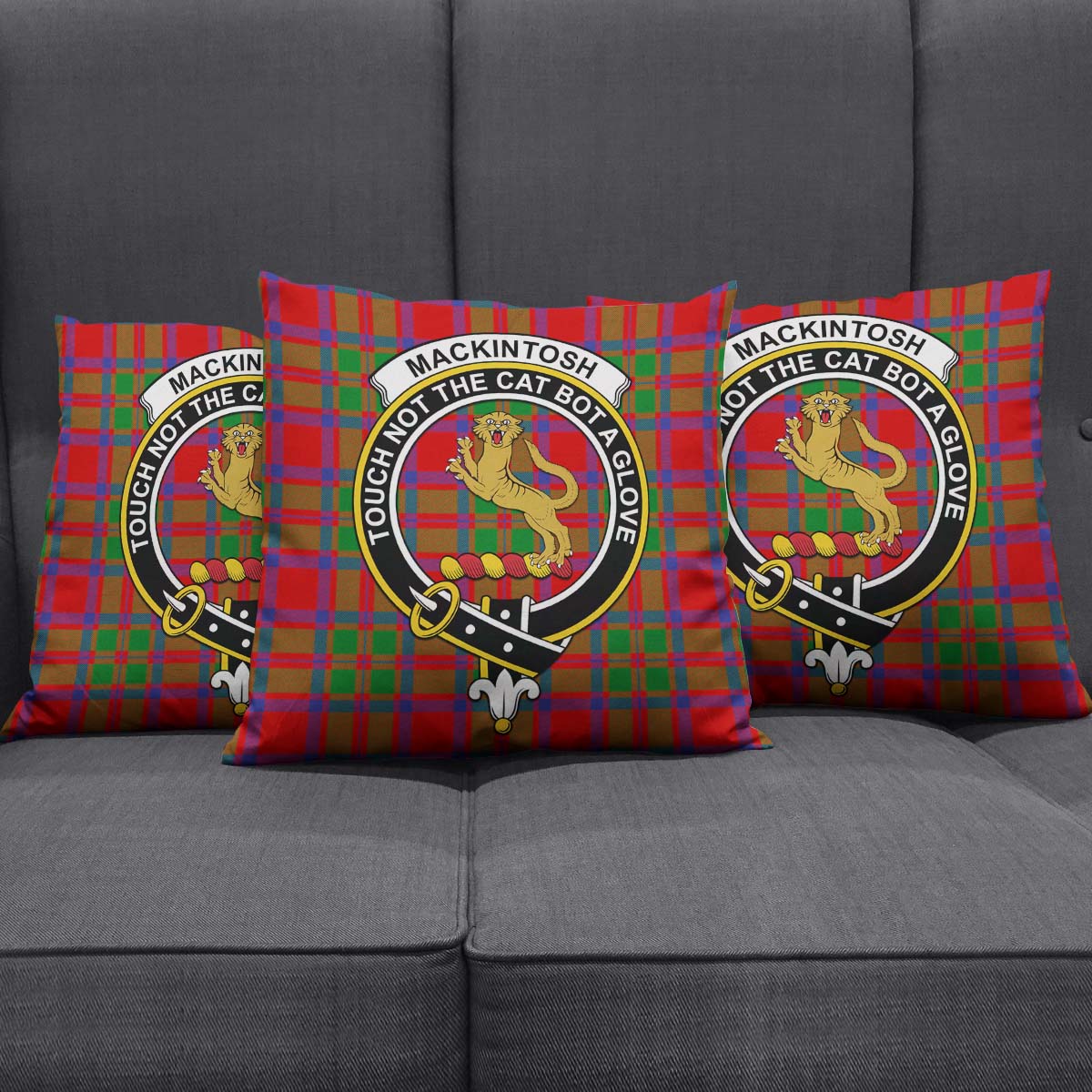 MacKintosh Modern Tartan Pillow Cover with Family Crest Square Pillow Cover - Tartanvibesclothing