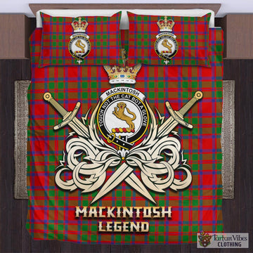 MacKintosh (McKintosh) Tartan Bedding Set with Clan Crest and the Golden Sword of Courageous Legacy