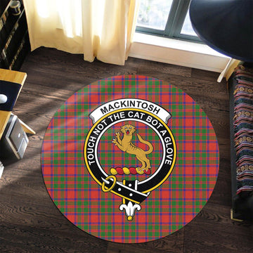 MacKintosh (McKintosh) Tartan Round Rug with Family Crest