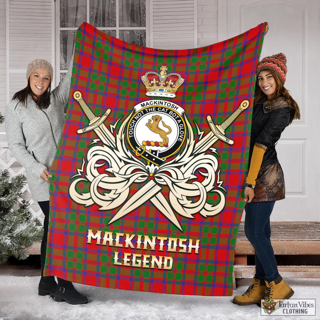 Tartan Vibes Clothing MacKintosh Modern Tartan Blanket with Clan Crest and the Golden Sword of Courageous Legacy