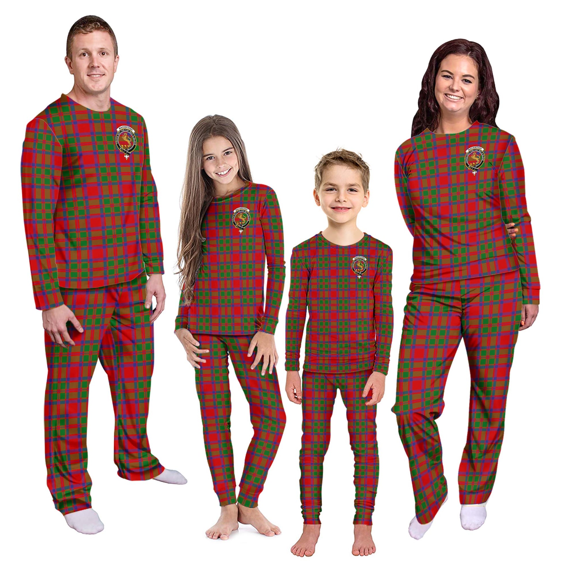 MacKintosh Modern Tartan Pajamas Family Set with Family Crest - Tartanvibesclothing