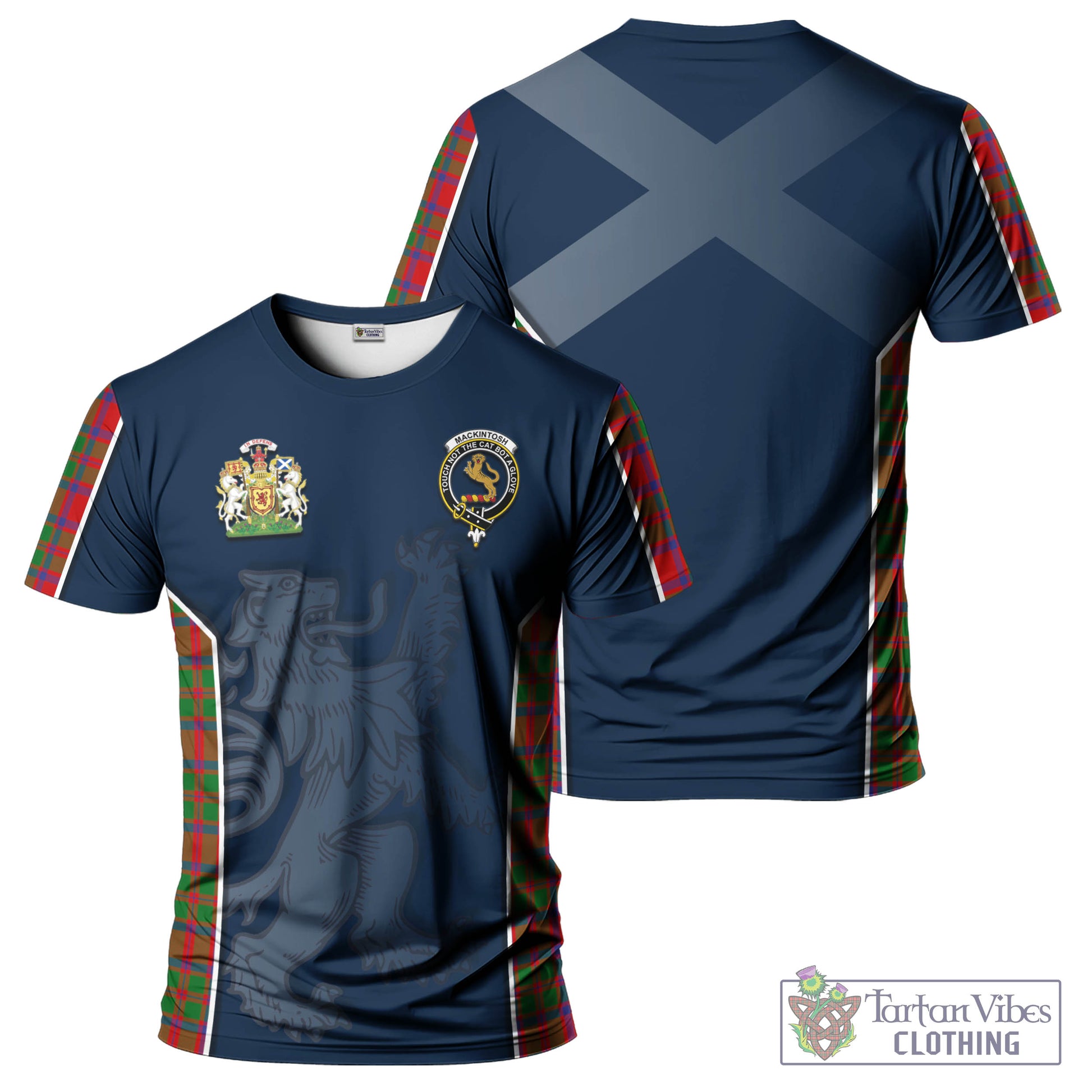 Tartan Vibes Clothing MacKintosh Modern Tartan T-Shirt with Family Crest and Lion Rampant Vibes Sport Style