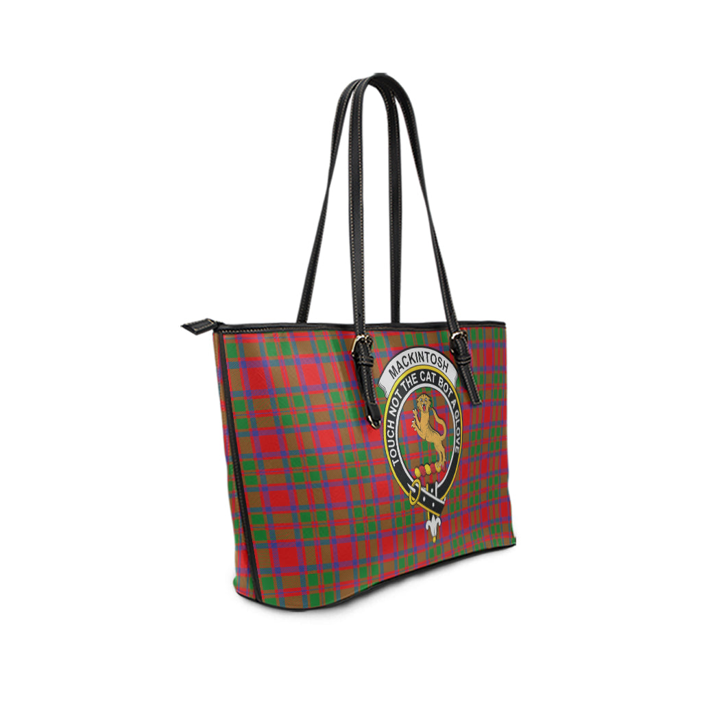 MacKintosh (McKintosh) Tartan Leather Tote Bag with Family Crest - Tartan Vibes Clothing
