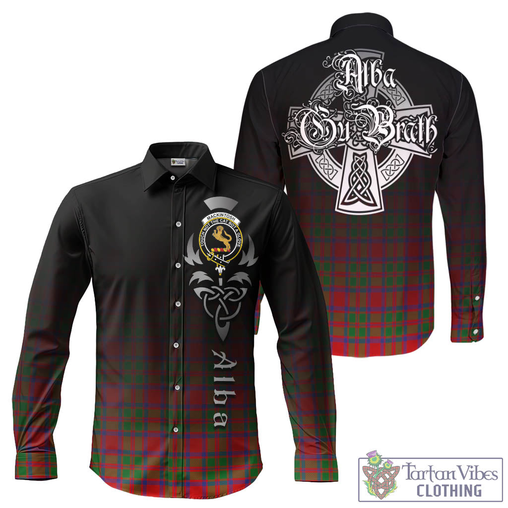 Tartan Vibes Clothing MacKintosh Modern Tartan Long Sleeve Button Up Featuring Alba Gu Brath Family Crest Celtic Inspired