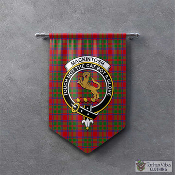 MacKintosh (McKintosh) Tartan Gonfalon, Tartan Banner with Family Crest