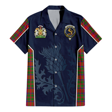 MacKintosh (McKintosh) Tartan Short Sleeve Button Up Shirt with Family Crest and Scottish Thistle Vibes Sport Style