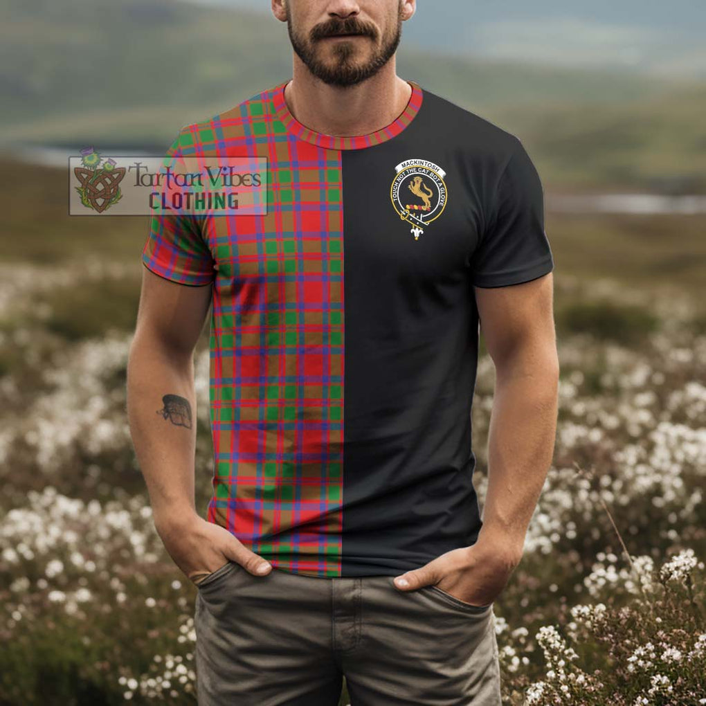 MacKintosh (McKintosh) Tartan T-Shirt with Family Crest and Half Of Me Style - Tartanvibesclothing Shop