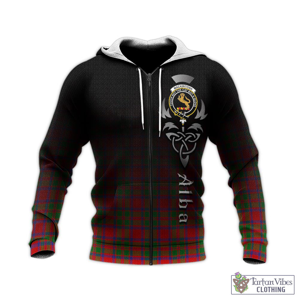 Tartan Vibes Clothing MacKintosh Modern Tartan Knitted Hoodie Featuring Alba Gu Brath Family Crest Celtic Inspired