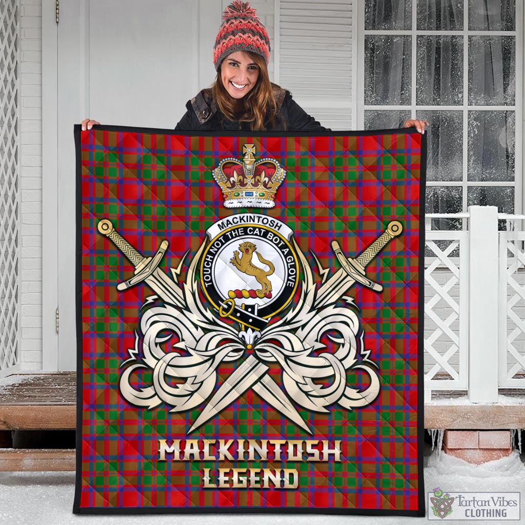 Tartan Vibes Clothing MacKintosh Modern Tartan Quilt with Clan Crest and the Golden Sword of Courageous Legacy