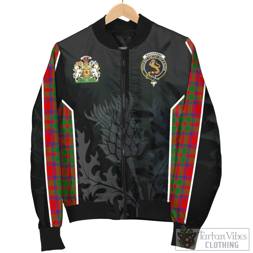 MacKintosh (McKintosh) Tartan Bomber Jacket with Family Crest and Scottish Thistle Vibes Sport Style - Tartan Vibes Clothing