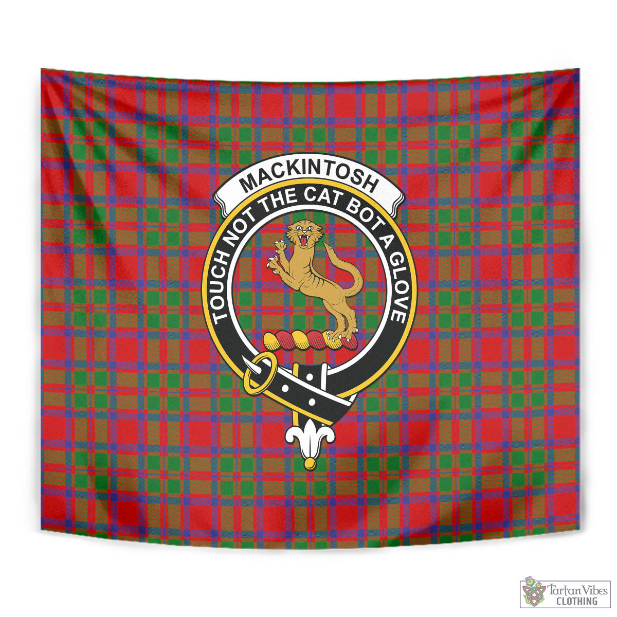 Tartan Vibes Clothing MacKintosh Modern Tartan Tapestry Wall Hanging and Home Decor for Room with Family Crest