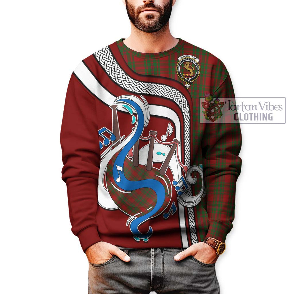 Tartan Vibes Clothing MacKintosh Red Tartan Sweatshirt with Epic Bagpipe Style