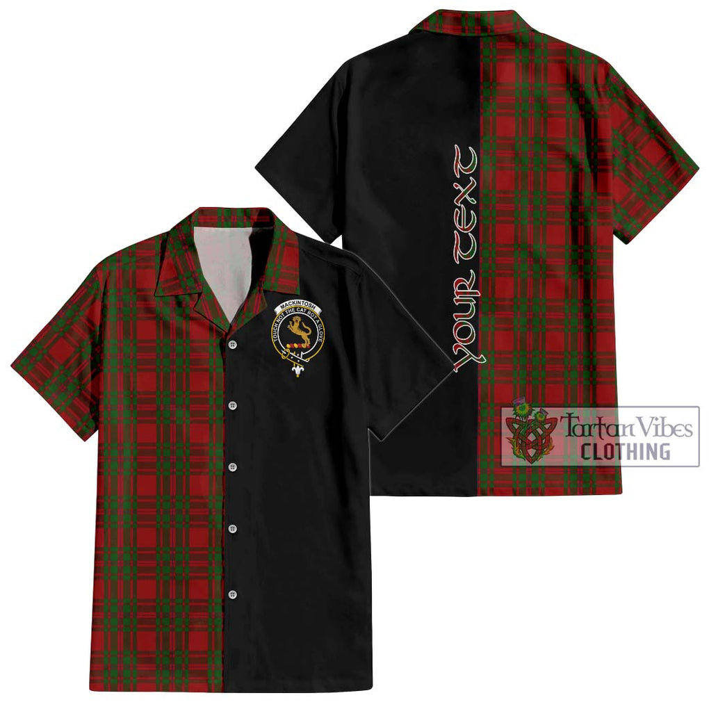 MacKintosh Red Tartan Short Sleeve Button Shirt with Family Crest and Half Of Me Style Kid - Tartanvibesclothing Shop