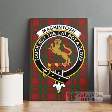 MacKintosh Red Tartan Canvas Print Wall Art with Family Crest