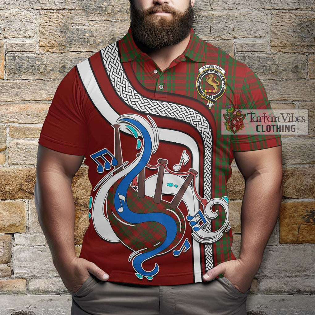 Tartan Vibes Clothing MacKintosh Red Tartan Polo Shirt with Epic Bagpipe Style