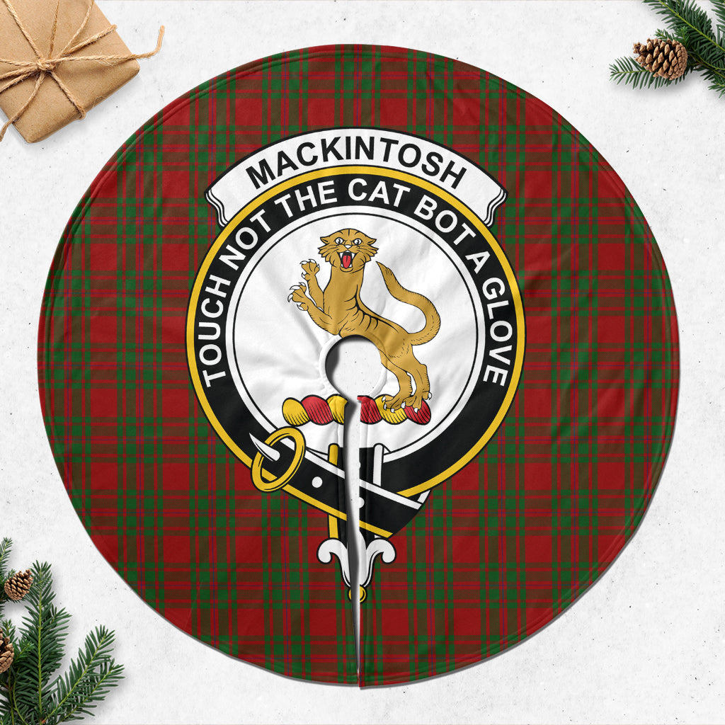 MacKintosh Red Tartan Christmas Tree Skirt with Family Crest - Tartanvibesclothing