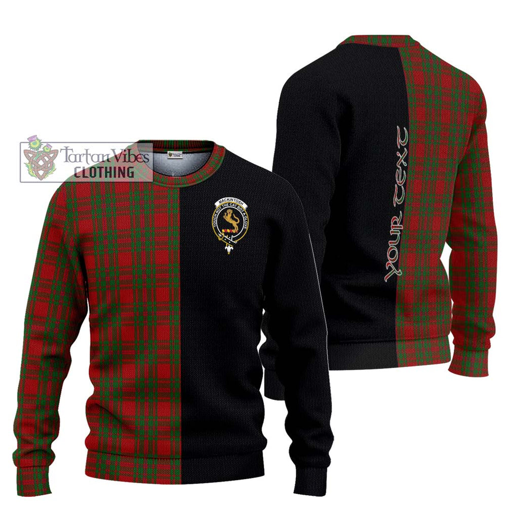 MacKintosh Red Tartan Knitted Sweater with Family Crest and Half Of Me Style Unisex - Tartanvibesclothing Shop