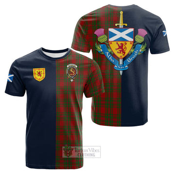 MacKintosh Red Tartan Cotton T-shirt Alba with Scottish Lion Royal Arm Half Style