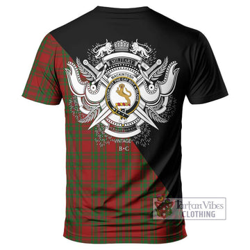 MacKintosh Red Tartan T-Shirt with Family Crest and Military Logo Style