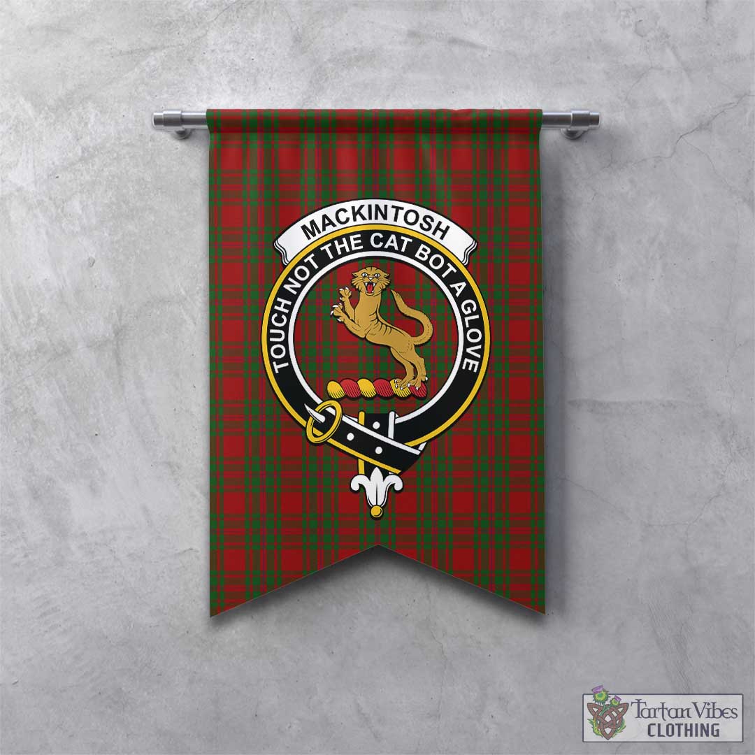 Tartan Vibes Clothing MacKintosh Red Tartan Gonfalon, Tartan Banner with Family Crest