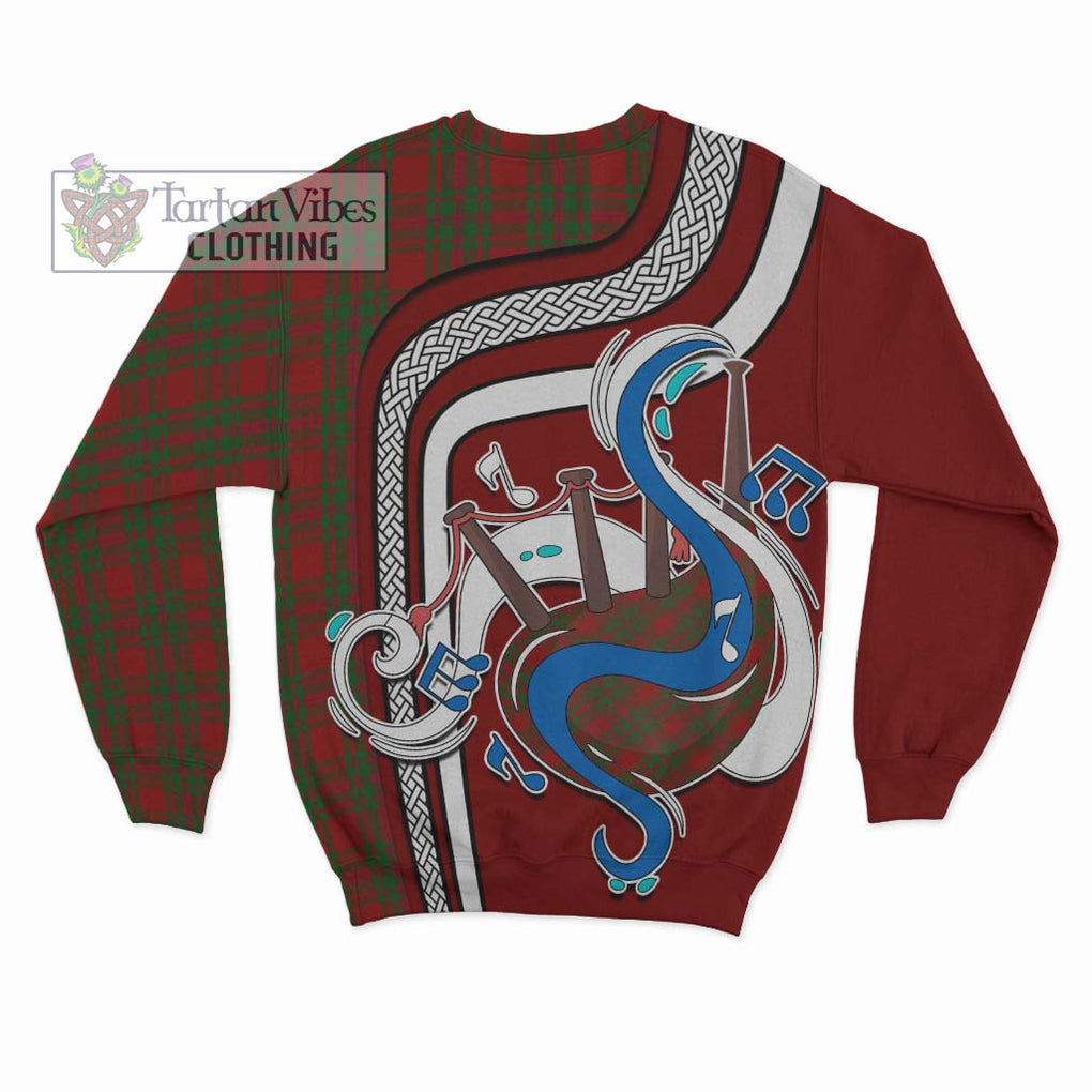 Tartan Vibes Clothing MacKintosh Red Tartan Sweatshirt with Epic Bagpipe Style