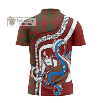 MacKintosh Red Tartan Zipper Polo Shirt with Epic Bagpipe Style