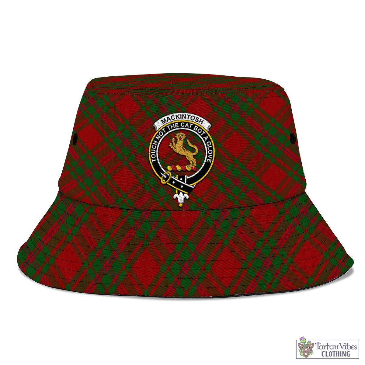 Tartan Vibes Clothing MacKintosh Red Tartan Bucket Hat with Family Crest