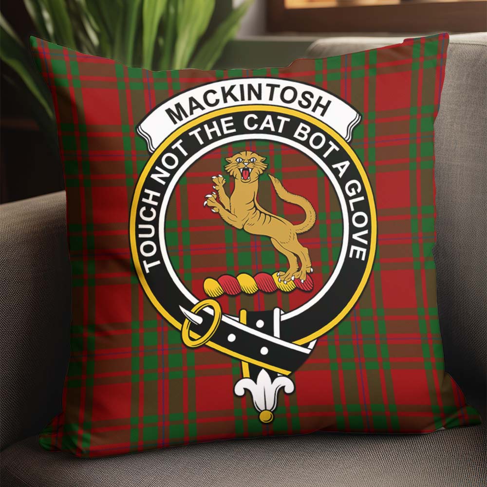 MacKintosh Red Tartan Pillow Cover with Family Crest - Tartanvibesclothing