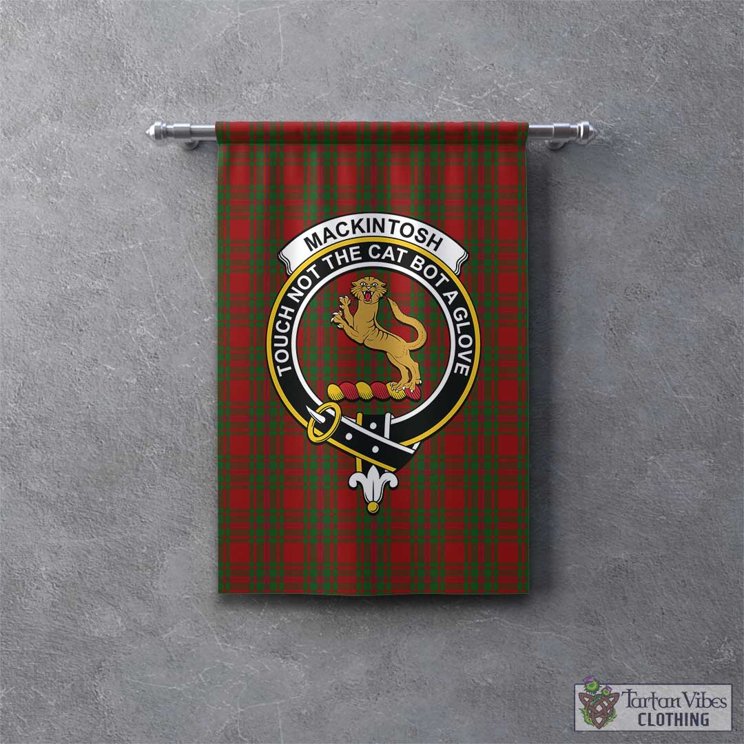 Tartan Vibes Clothing MacKintosh Red Tartan Gonfalon, Tartan Banner with Family Crest