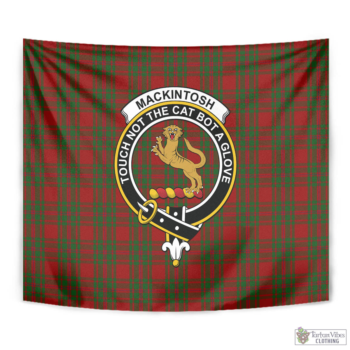 Tartan Vibes Clothing MacKintosh Red Tartan Tapestry Wall Hanging and Home Decor for Room with Family Crest