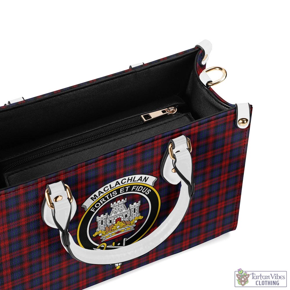 Tartan Vibes Clothing MacLachlan Tartan Luxury Leather Handbags with Family Crest