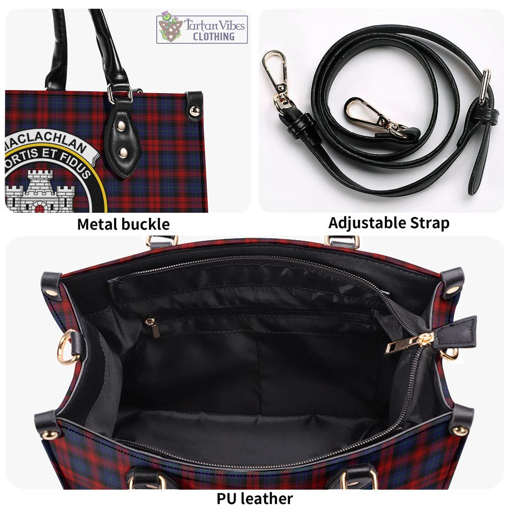 Tartan Vibes Clothing MacLachlan Tartan Luxury Leather Handbags with Family Crest